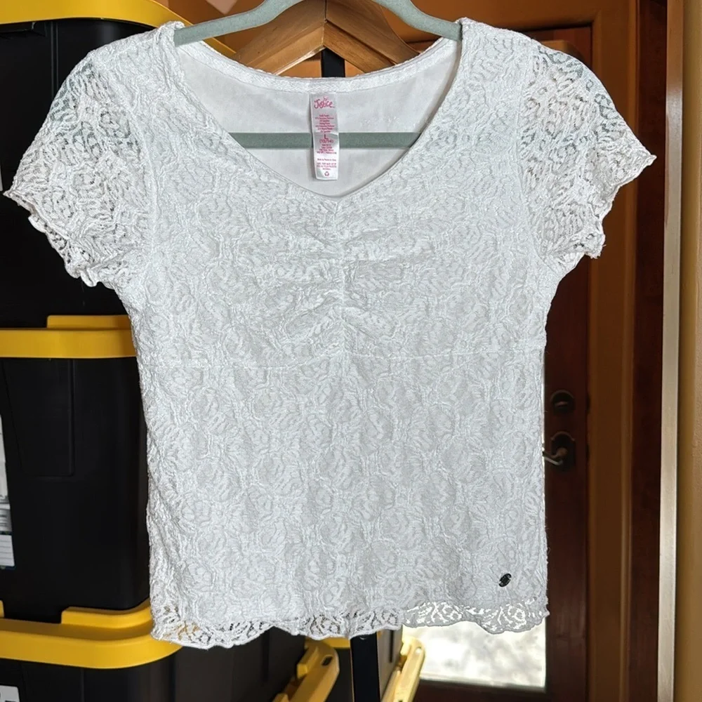 Justice Girls Lace Tee White Size Large 12/14